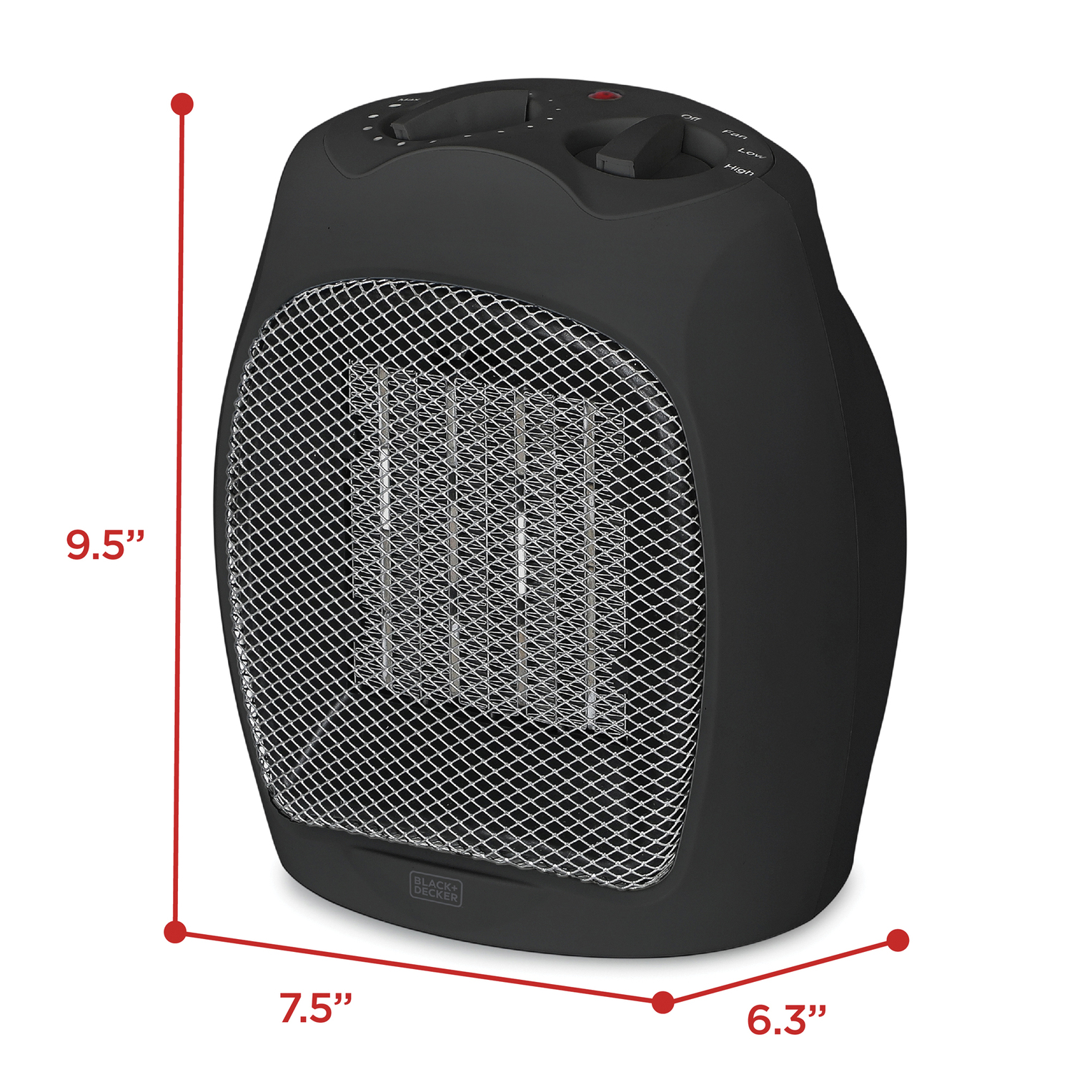 BLACK+DECKER(TM) 1,500-Watt-Max Desktop Ceramic Heater with Fan Setting (Black) - Picture 14 of 24