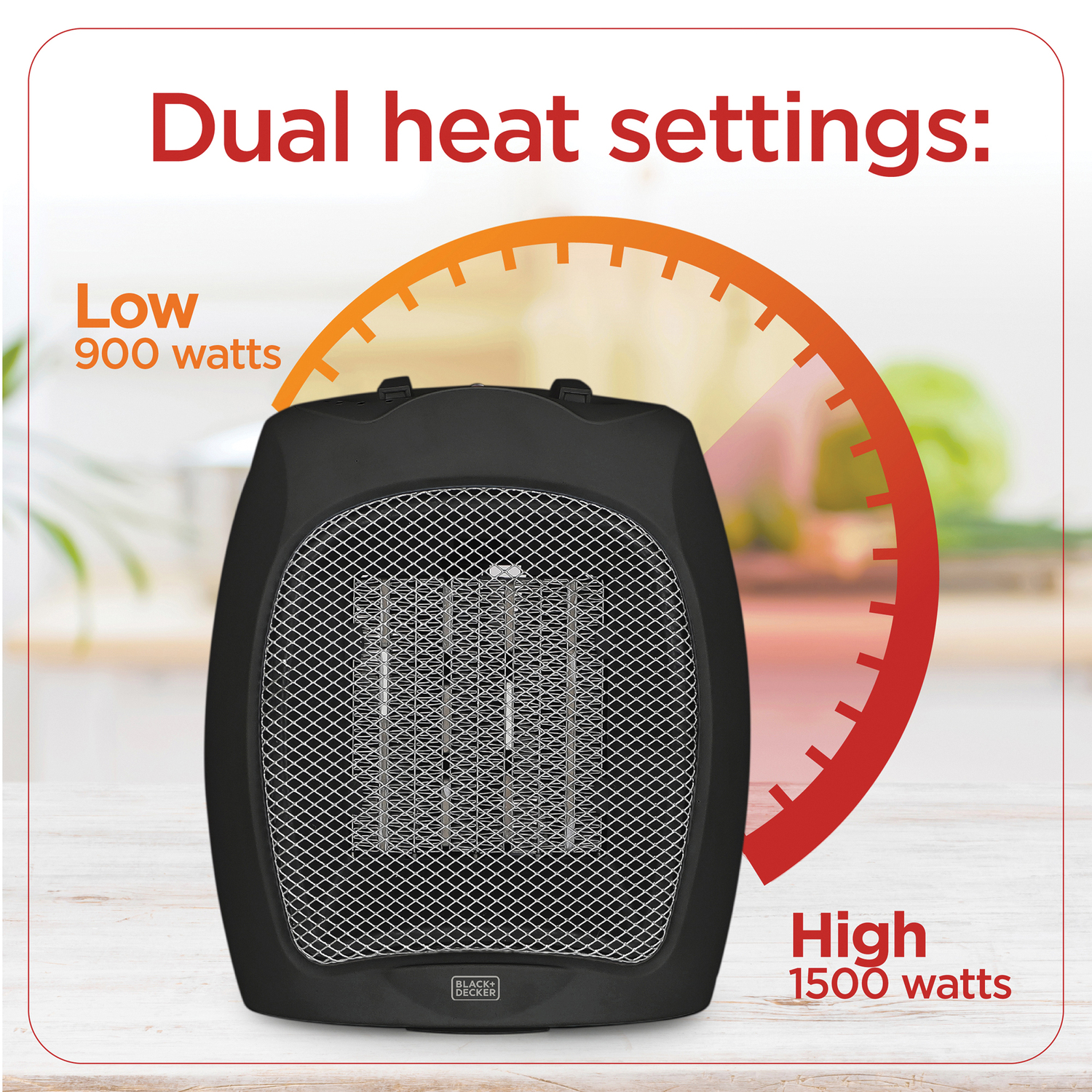 BLACK+DECKER(TM) 1,500-Watt-Max Desktop Ceramic Heater with Fan Setting (Black) - Picture 15 of 24