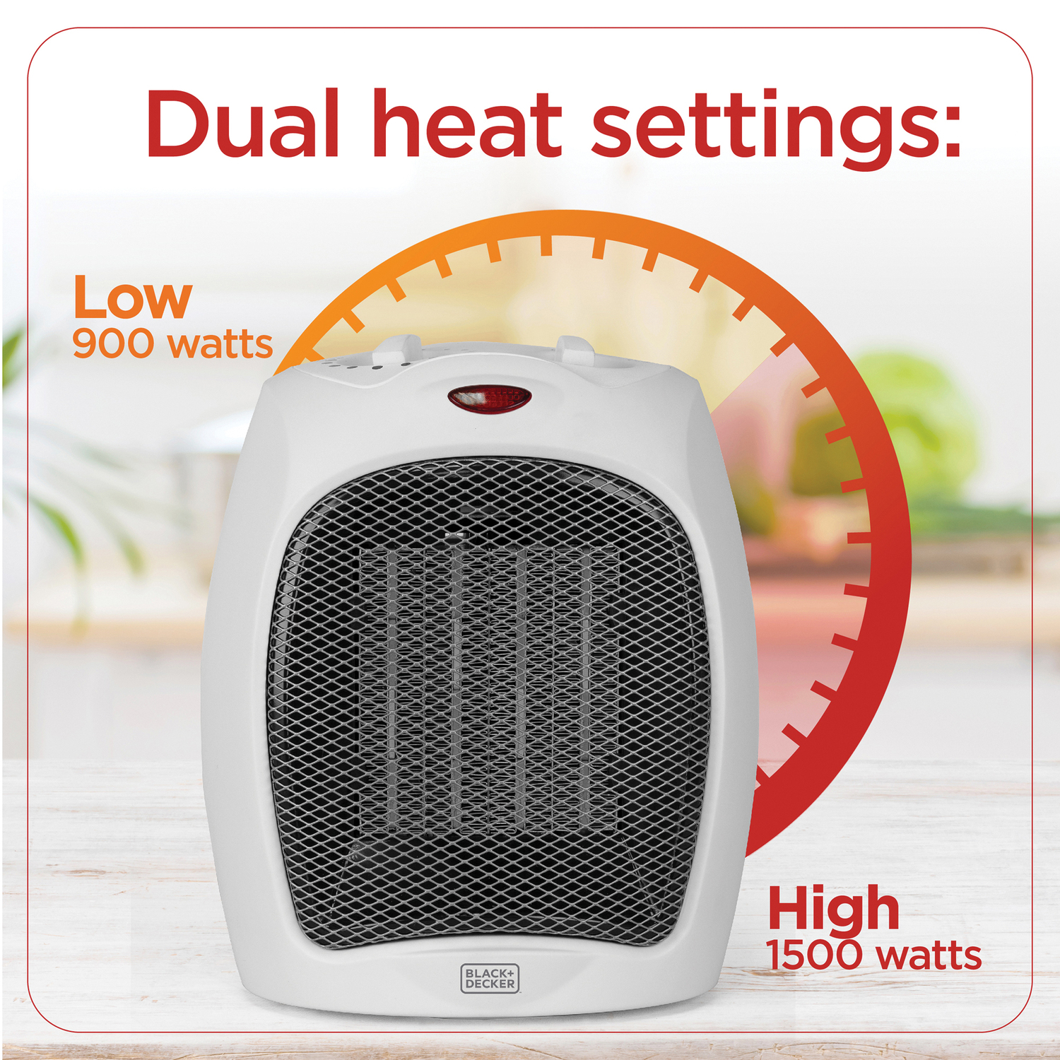 BLACK+DECKER(TM) 1,500-Watt-Max Desktop Ceramic Heater with Fan Setting (Black) - Picture 19 of 24