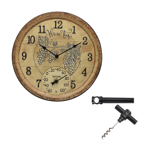 Taylor Precision Products 14-In. Wine Time Poly RESIN Clock and Thermometer with Bonus Corkscrew